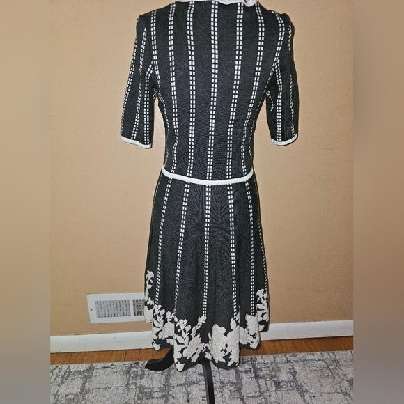 Established 1962 Black/Ivory SOFT KNIT SWEATER DRESS Day/Evening Fall Winter M - Picture 3 of 7